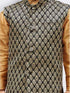 Boys' Gold Silk Cotton Blend Kurta, Waistcoat and Pyjama Set