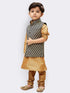 Boys' Gold Silk Cotton Blend Kurta, Waistcoat and Pyjama Set