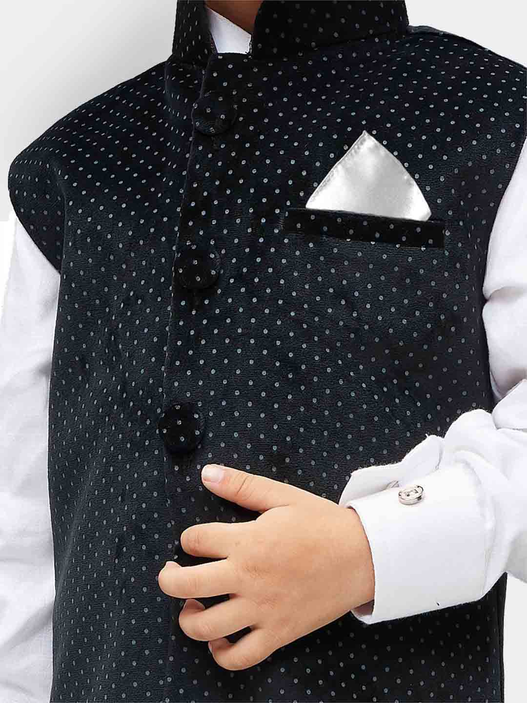 Boys' Black Velvet Nehru Jacket