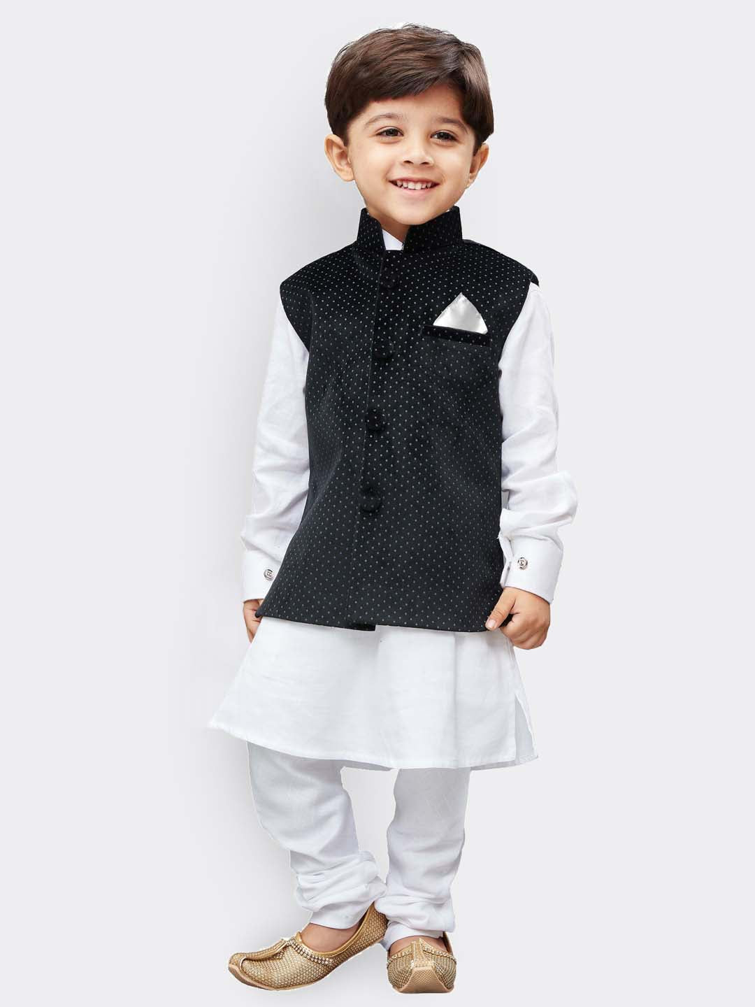 Boys' Black Velvet Nehru Jacket