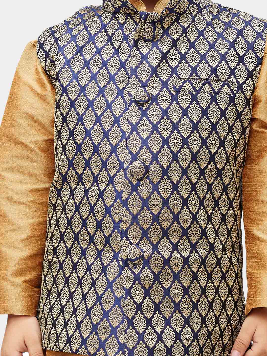 Boys' Blue Silk Blend Nehru Jackets