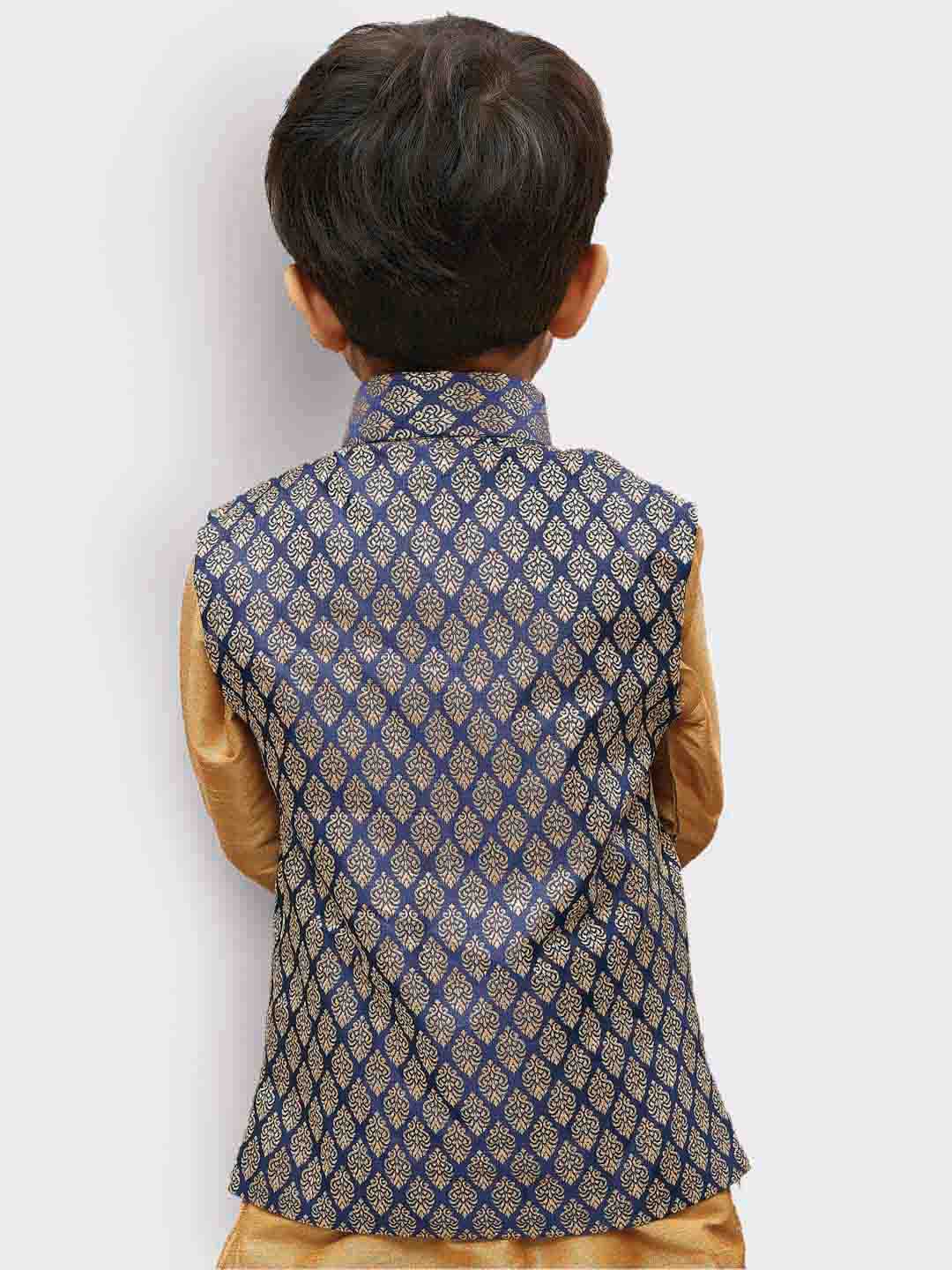 Boys' Blue Silk Blend Nehru Jackets