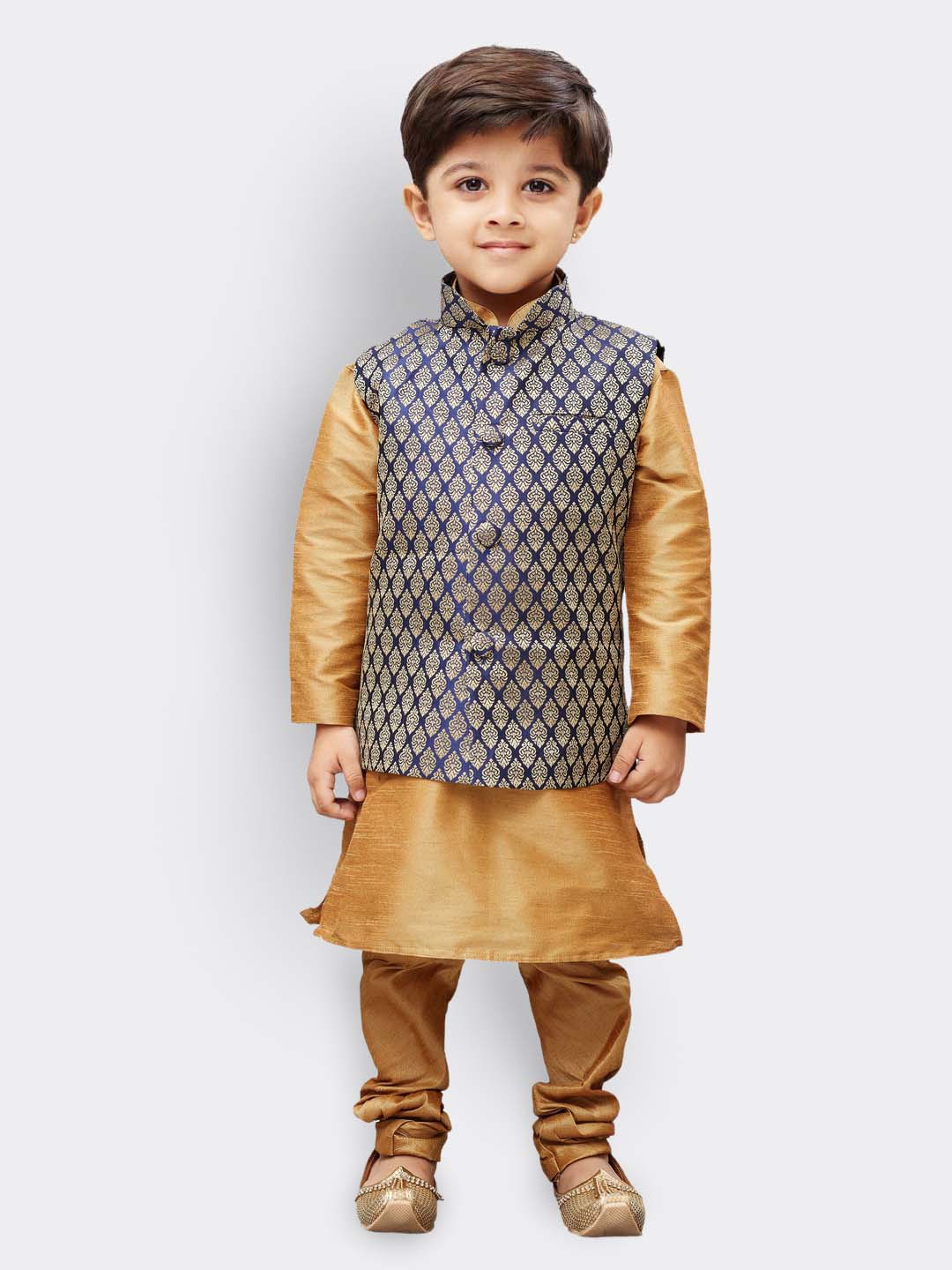 Boys' Blue Silk Blend Nehru Jackets