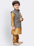 Boys' Gold Silk Cotton Blend Kurta, Waistcoat and Pyjama Set