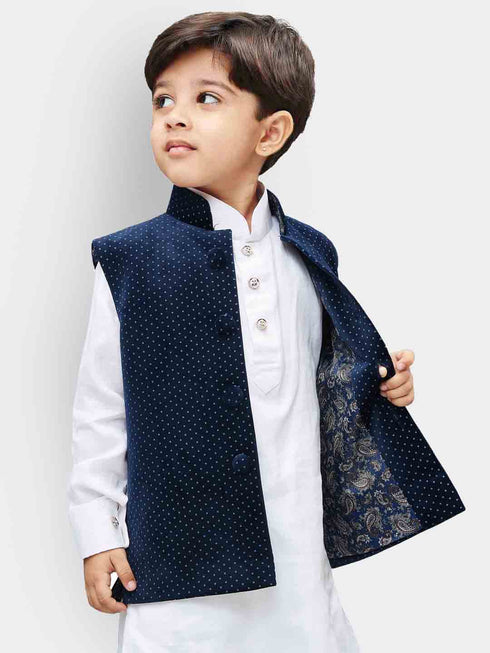 Boys' Blue Velvet Nehru Jackets