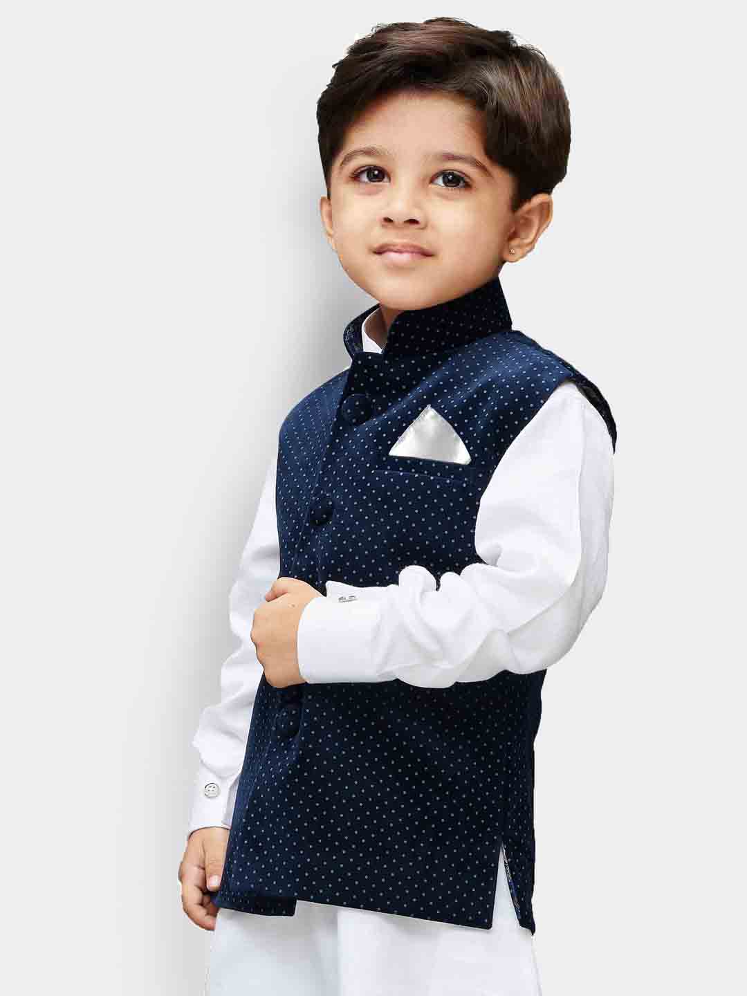 Boys' Blue Velvet Nehru Jackets
