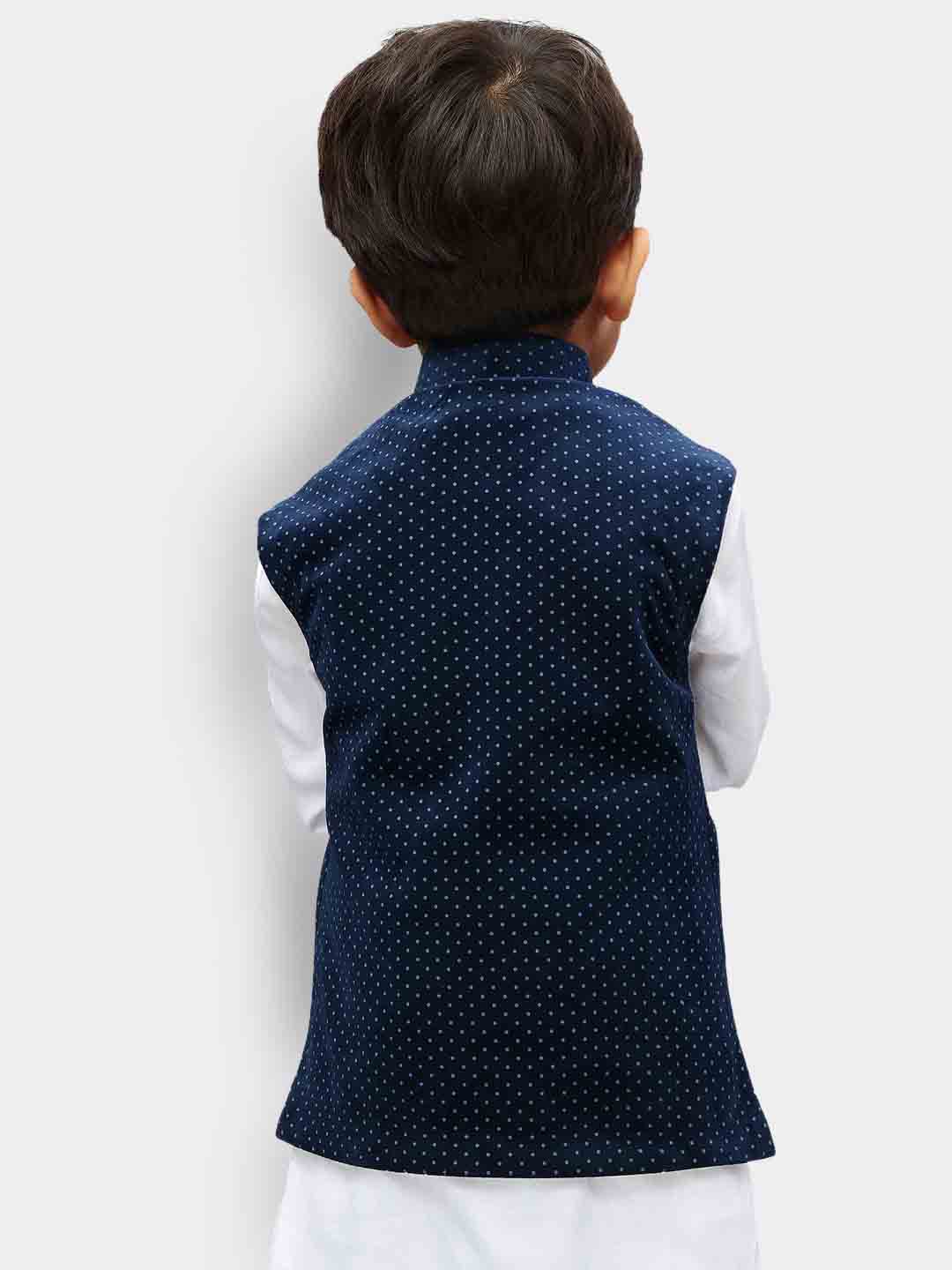 Boys' Blue Velvet Nehru Jackets