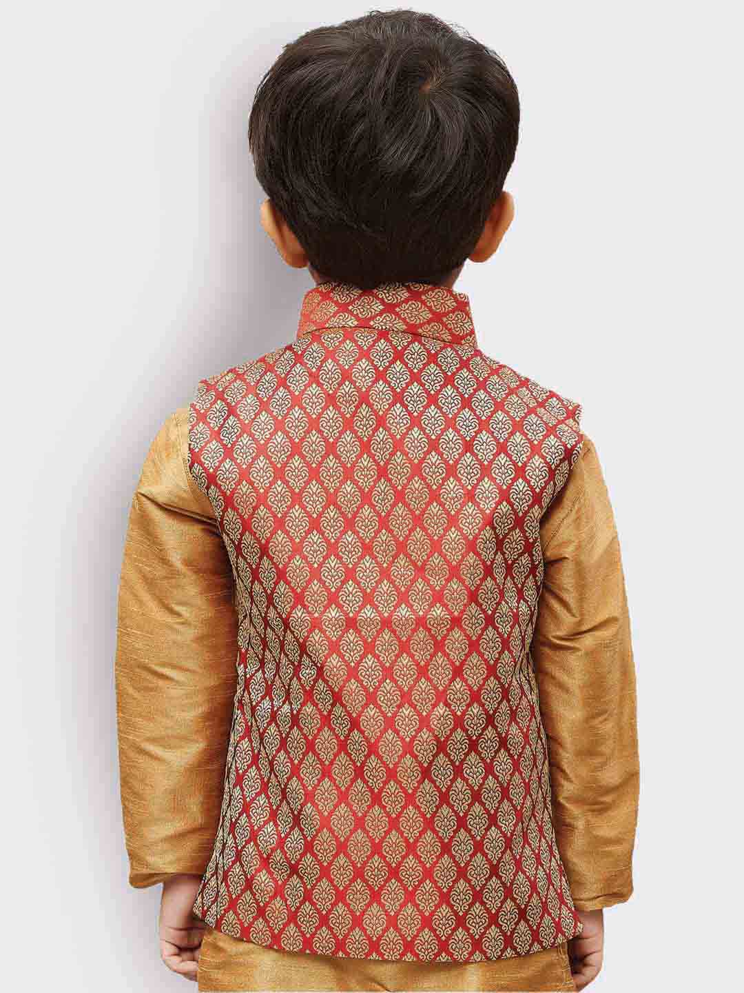 Boys' Maroon Silk Blend Nehru Jackets