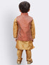 Boys' Gold Silk Cotton Blend Kurta, Waistcoat and Pyjama Set
