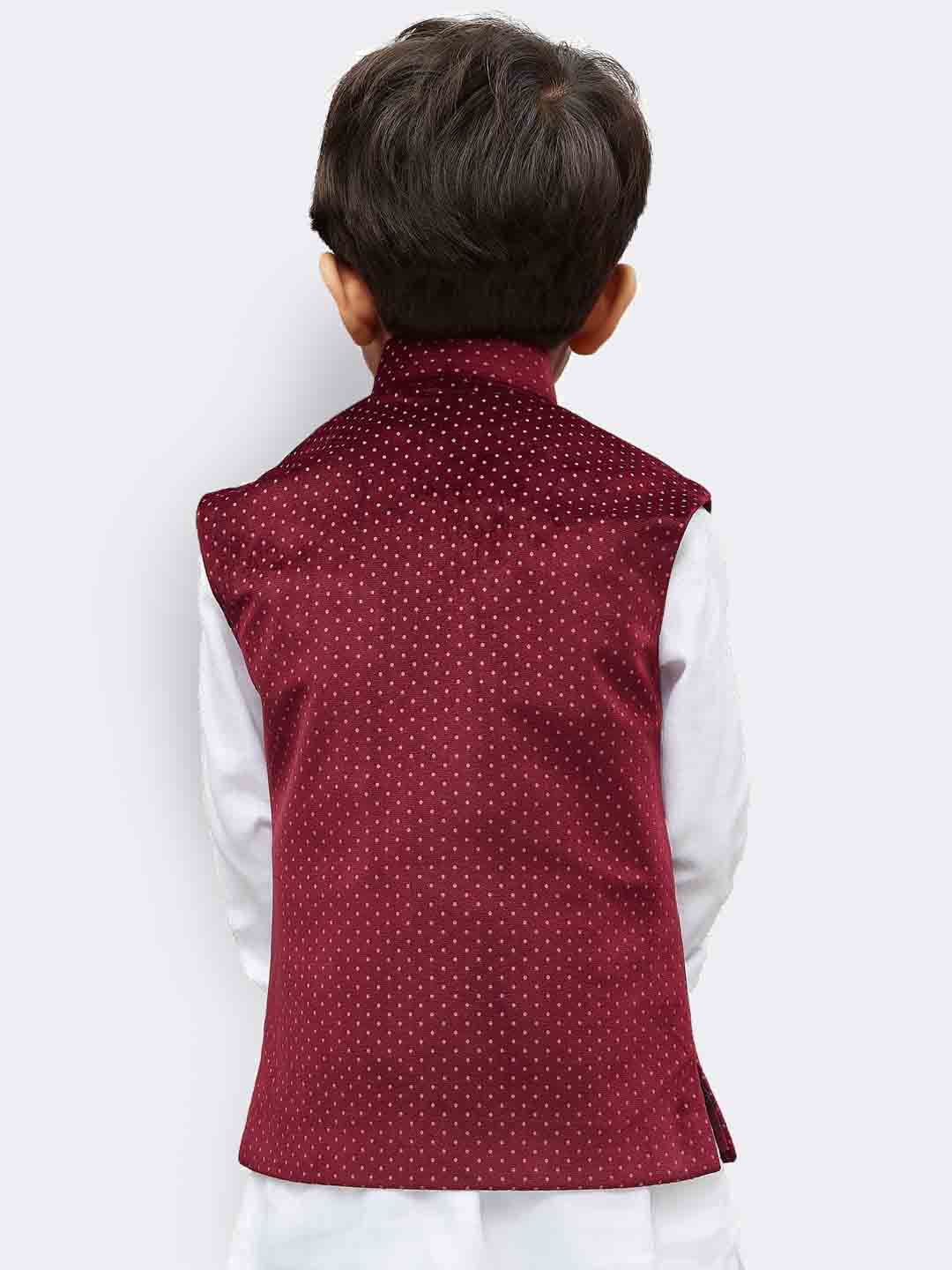 Boys' Maroon Velvet Nehru Jacket