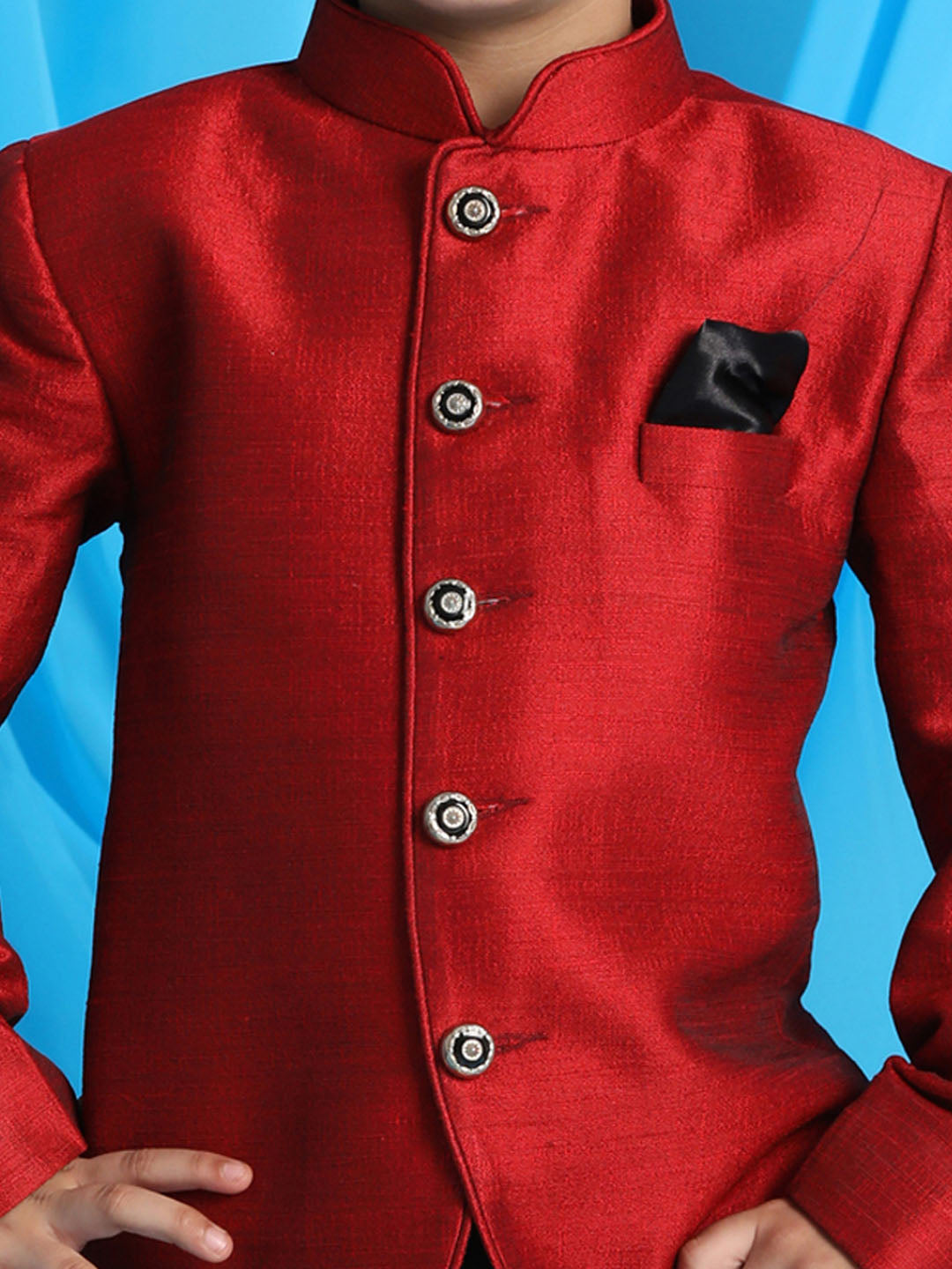 Boy's Maroon Silk Blend Jodhpuri