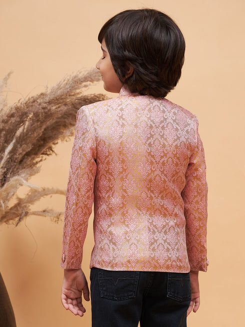 Boy's Pink Silk Blend Woven Jodhpuri