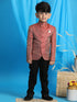 Boy's Maroon Woven Silk Blend Jodhpuri
