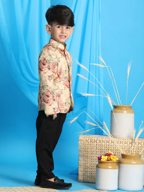 Boy's Beige Printed Jodhpuri
