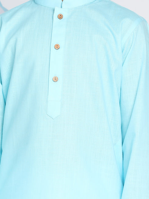 Boy's Aqua Blue Kurta And Dhoti Set