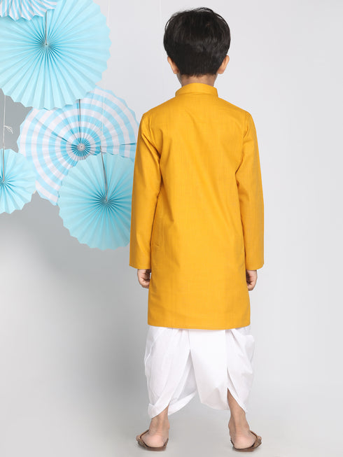 Boy's Mustard Kurta And Dhoti Set