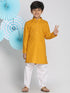 Boys Mustard And White Kurta Pyjama Set
