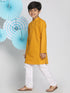 Boys Mustard And White Kurta Pyjama Set