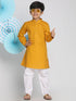 Boys Mustard And White Kurta Pyjama Set