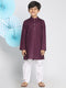 Boys Purple And White Kurta Pyjama Set