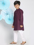 Boys Purple And White Kurta Pyjama Set