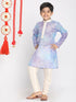Boy's' Blue And Cream Kurta Pyjama Set