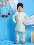 Boy's' Mint Green Viscose Kurta And Pyjama Set