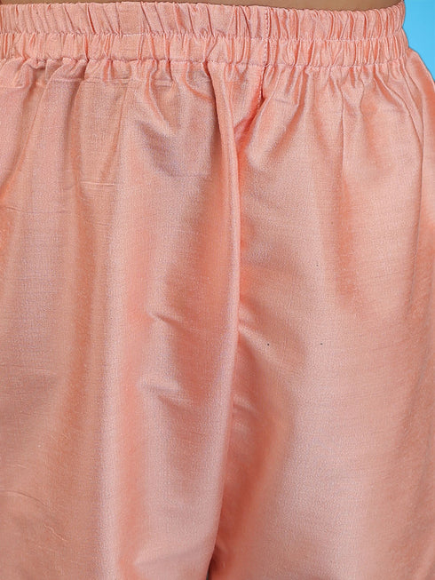 Boy's' Pink Viscose Kurta And Pyjama Set