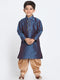 Boys' Deep Blue Cotton Silk Blend Kurta and Dhoti Pant Set