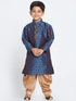 Boys' Deep Blue Cotton Silk Blend Kurta and Dhoti Pant Set