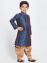 Boys' Deep Blue Cotton Silk Blend Kurta and Dhoti Pant Set