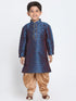 Boys' Deep Blue Cotton Silk Blend Kurta and Dhoti Pant Set