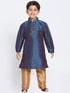 Boys' Deep Blue Cotton Silk Blend Kurta and Pyjama Set