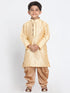 Boys' Gold Cotton Silk Blend Kurta and Dhoti Pant Set