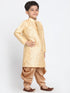 Boys' Gold Cotton Silk Blend Kurta and Dhoti Pant Set