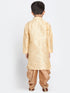 Boys' Gold Cotton Silk Blend Kurta and Dhoti Pant Set