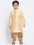 Boys' Gold Cotton Silk Blend Kurta and Dhoti Pant Set