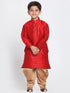 Boys' Maroon Cotton Silk Blend Kurta and Dhoti Pant Set