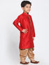 Boys' Maroon Cotton Silk Blend Kurta and Dhoti Pant Set