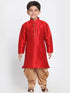 Boys' Maroon Cotton Silk Blend Kurta and Dhoti Pant Set