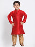Boys' Maroon Cotton Silk Blend Kurta and Pyjama Set