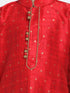 Boys' Maroon Cotton Silk Blend Kurta and Pyjama Set