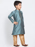 Boys' Blue Cotton Silk Blend Kurta and Pyjama Set