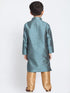 Boys' Blue Cotton Silk Blend Kurta and Pyjama Set