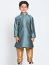 Boys' Blue Cotton Silk Blend Kurta and Pyjama Set