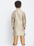 Boys' Beige Cotton Silk Blend Kurta and Pyjama Set