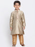 Boys' Beige Cotton Silk Blend Kurta and Pyjama Set