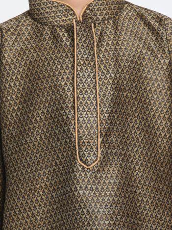 Boys' Black Cotton Silk Blend Kurta and Pyjama Set
