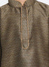 Boys' Black Cotton Silk Blend Kurta and Pyjama Set