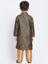 Boys' Black Cotton Silk Blend Kurta and Pyjama Set